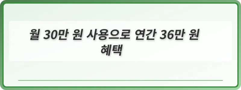 월 30만 원 사용으로 연간 36만 원 혜택